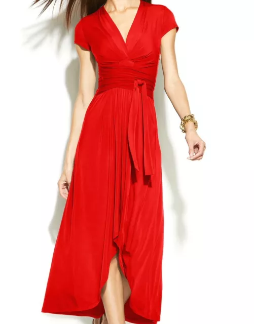 NWT $120 MICHAEL KORS High-Low Faux Wrap Maxi Dress Red Blaze 6 8