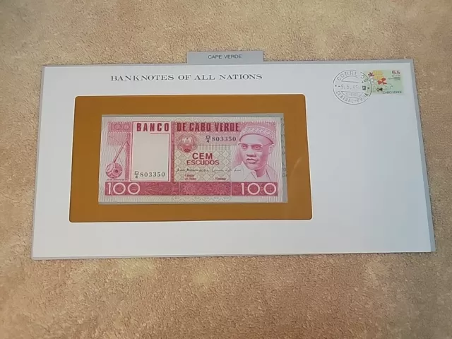 🌍 Banknotes of all Nations Cape Verde 100 escudos P-54a UNC 1977  050124-12