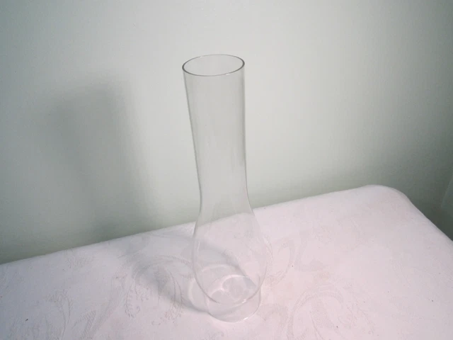 Vintage Round Hurricane Clear Glass Oil Lamp Shade Chimney 12-1/8" Tall