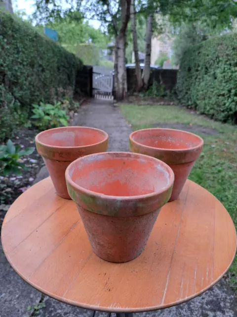 Vintage Terracotta Clay Pots 3 Hand Thrown Clay Flower Garden Sankey NL5