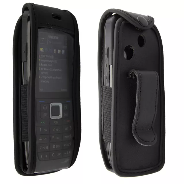 caseroxx Borsa in pelle con clip da cintura per Nokia E51 in nero fatto di vera