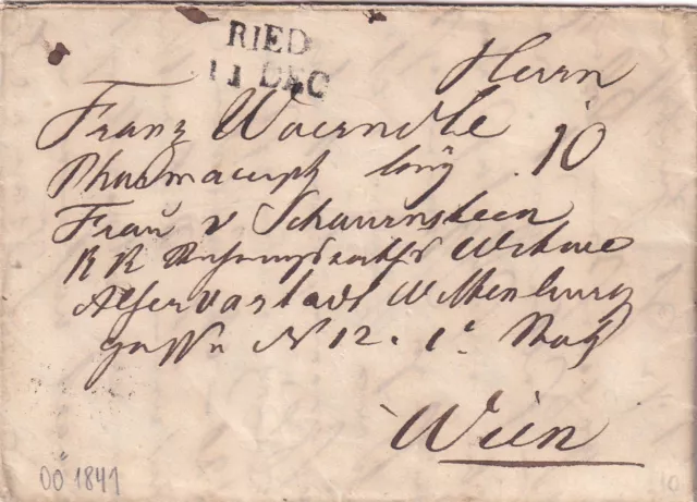 1841 Austria Vorphila Brief Ried Oberösterreich - Wien  Mit Inhalt