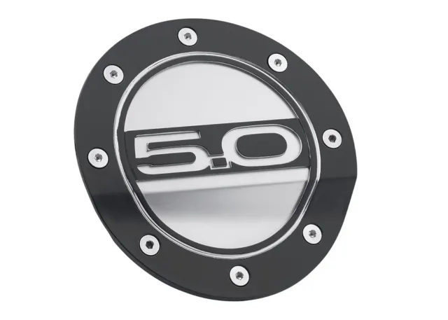 New! 2015-2021 Ford MUSTANG Gas Cap Comp Series Fuel Door 5.0 Black & Silver