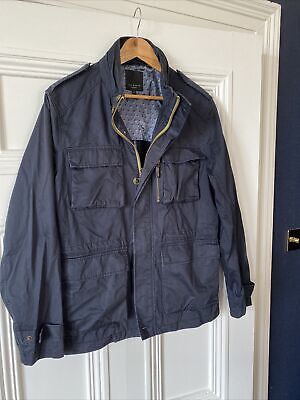 Cappotto/giacca da uomo Ted Baker taglia 4 militare/stile safari - blu navy