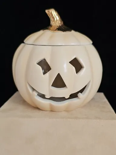 Lenox Jack O Lantern Pumpkin Candle Votive Halloween Porcelain Candle Holder