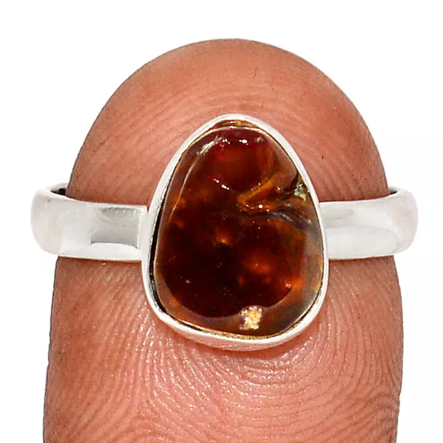 Natural Mexican Fire Agate 925 Sterling Silver Ring Jewelry s.9 CR22844