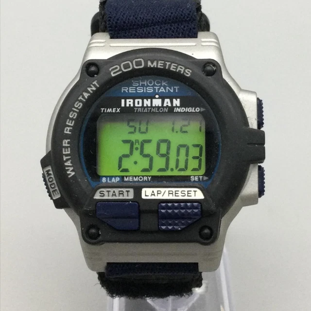 Timex Ironman Triathlon 746 Mens Watch 44mm Blue Green LCD Indiglo New Battery Vintage Timex Ironman Triathlon Men Watch 38mm Digital  main image 3