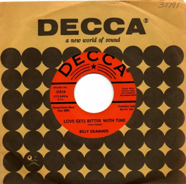 Billr Grammer: Liebe wird besser mit der Zeit/Einsames Leben: UK Decca: 1963: DJ