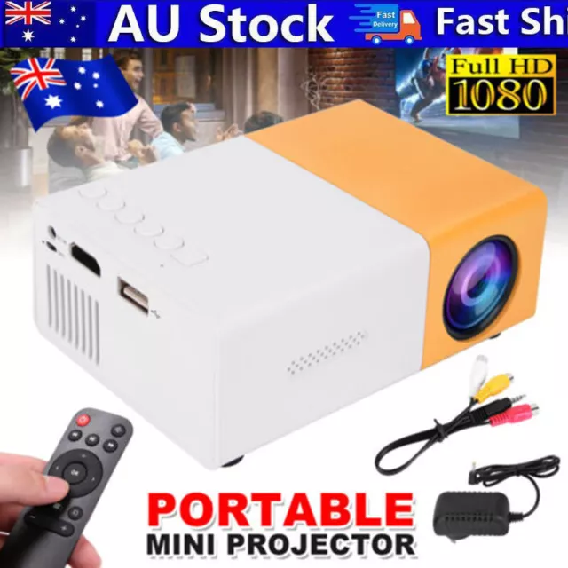 Portable Mini Pocket Projector LED Home Cinema HD 1080P HDMI W/Remote Controller
