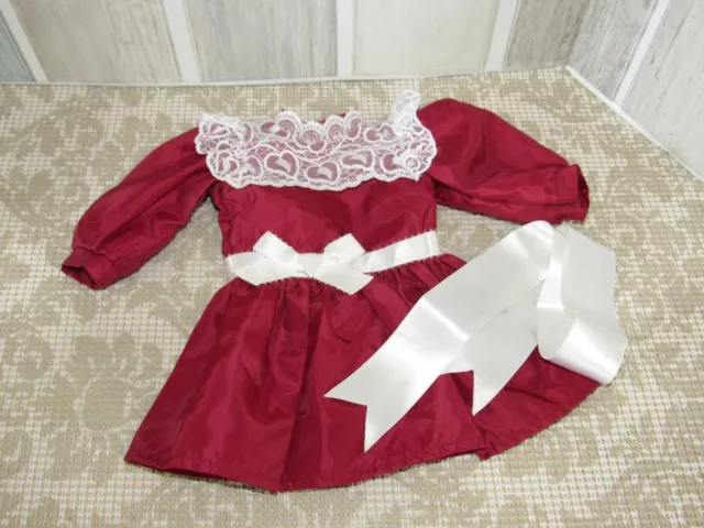 Pleasant Co 1990 Samantha Cranberry Christmas Dress Heart Lace Rare Htf Read