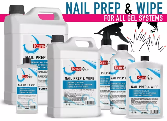 Prep And Wipe Nail Gel Polish Cleanser Cleaner UV LED Manicure 100ml to 10 Litre