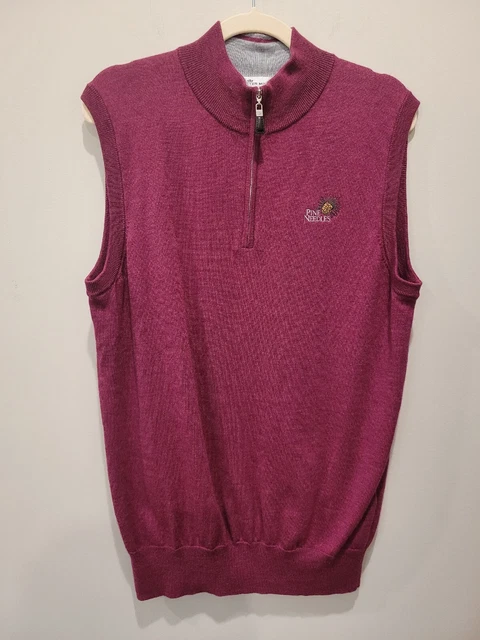 Peter Millar 1/4 Zip Pullover Vest Large PINE NEEDLES LODGE GOLF CLUB Wool Silk
