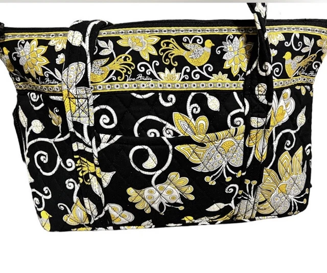 Vera Bradley Purse Retired Classic Yellowbird  Shoulder Bag Quilted Black Yellow