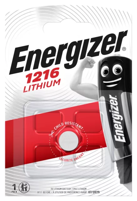 1 x Energizer CR 1216 3V Lithium Batterie Knopfzelle DL1216 - 25mAh Kapazität