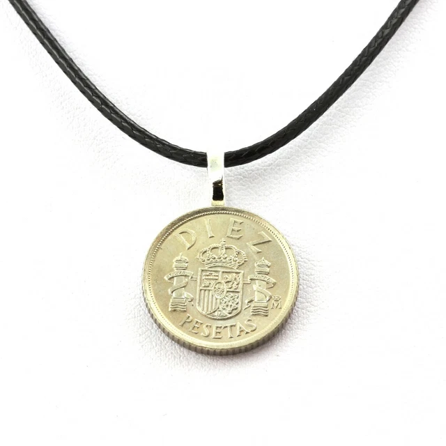 Collier pièce de monnaie Espagne 10 pesetas modèle Diez