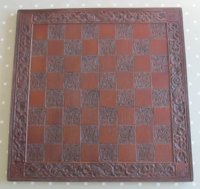 LARGE VINTAGE CHESS BOARD WITH A SNAKE / BIRD DESIGN 600mm X 600mm