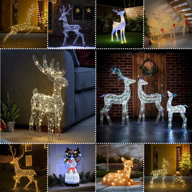 Renne Lumineux Pour Noël - LED Blanc Chaud, 35 Cm De Haut - Pour Intérieur Et Extérieur, Alimentation Sur Piles