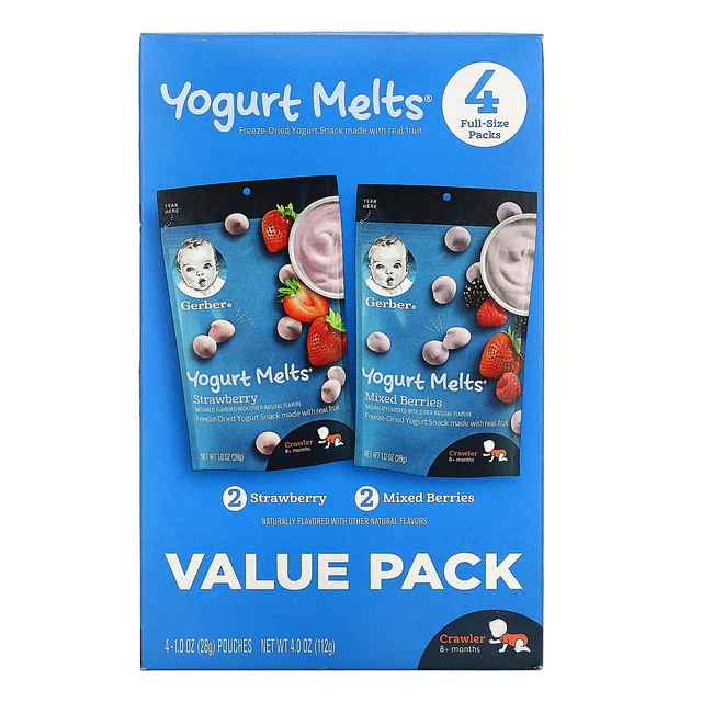 Gerber, Yogurt Melts, 8+ Months, Strawberry & Mixed Berries,  4 Packs, 1.0 oz