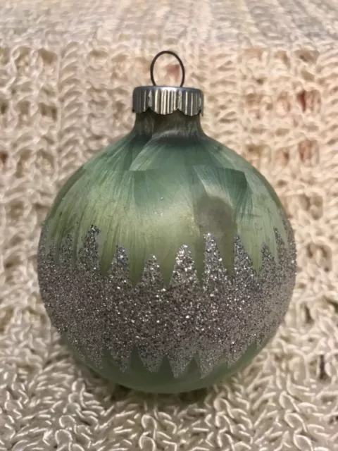 Vintage Lanissa Shiny Brite mint green  Glass Christmas Ornament