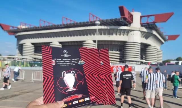 2023 AC MILAN v NEWCASTLE UNITED UTD NUFC CHAMPIONS LEAGUE PROGRAMME FROM GROUND