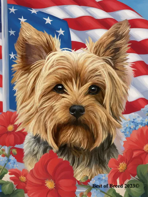 Yorkshire Terrier Puppy Cut All-American Patriotic 1 Flag