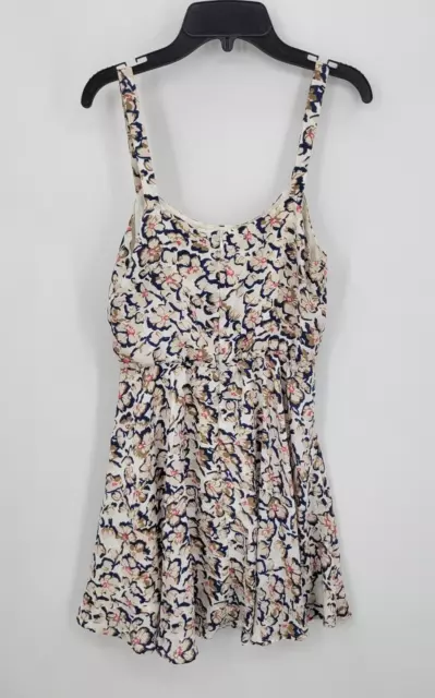 Lucca Couture Dress Womens XS Ivory Blue Floral Sleeveless Flirty Boho Fit Flare 2