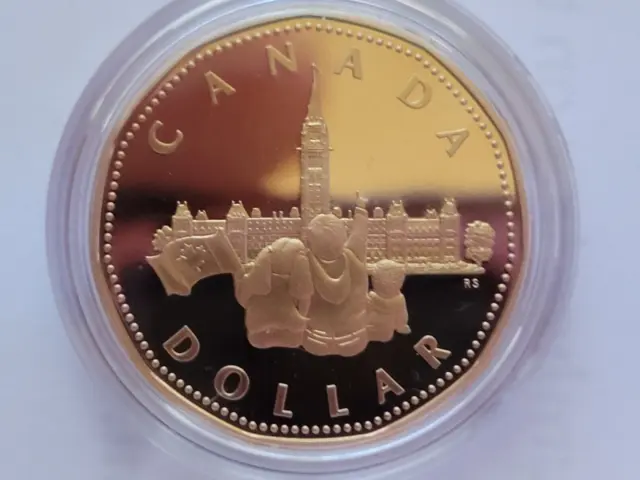 1992 Canada Frosted Proof Commemorative 1 Dollar Loonie Coin