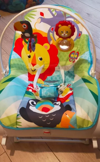 Fisher Price rainforest rocker- infant to toddler-baby seat & rocking + battery