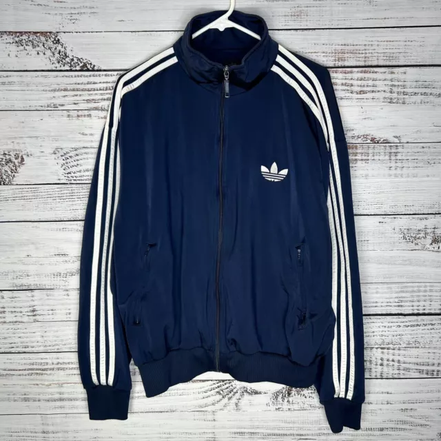 Vintage Y2K Adidas Firebird Three Stripe Trefoil Navy Blue Track Jacket Men’s XL