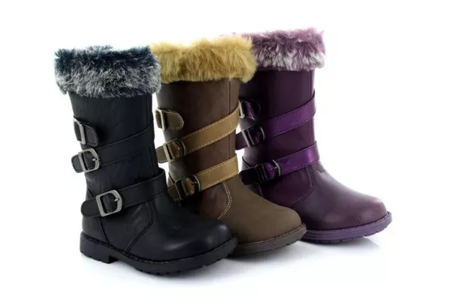 Girl's Petra Chatterbox Zip Up Warm Faux Fur Lined Mid Calf Boots