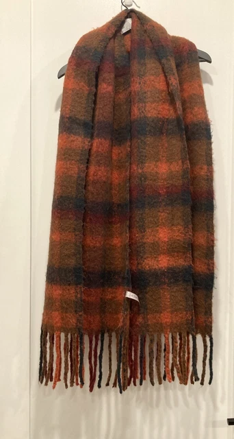 Charlie Paige Scarf Wrap Multi Color Plaid Fringe Rectangle Winter Warm 76x19