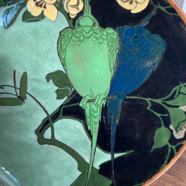 Circa 1900 Rozenburg Den Haag Plaque Plate Birds Butterfly Flowers Art Nouveau