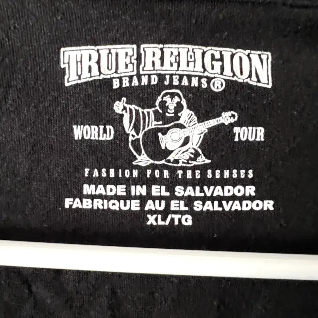 TRUE RELIGION BRAND Jeans Black Short Sleeve Crew Neck T-Shirt Mens XL ...