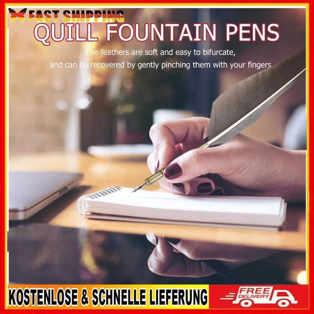 Retro Calligraphy Quill Feather Dip Pen Writing Ink Set Fountain Pen Stationery