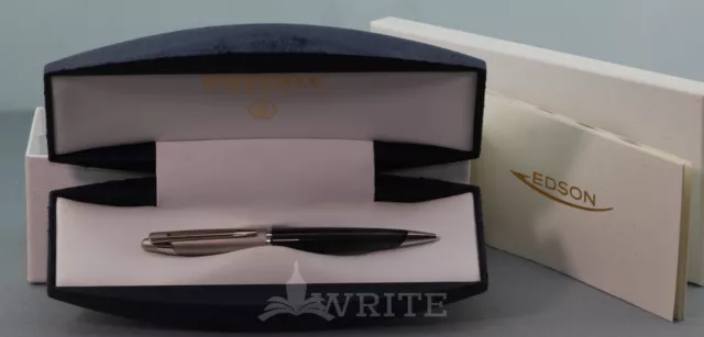 Rare New !! Ballpoint Pen Waterman Edson Diamant Noir Complete Box