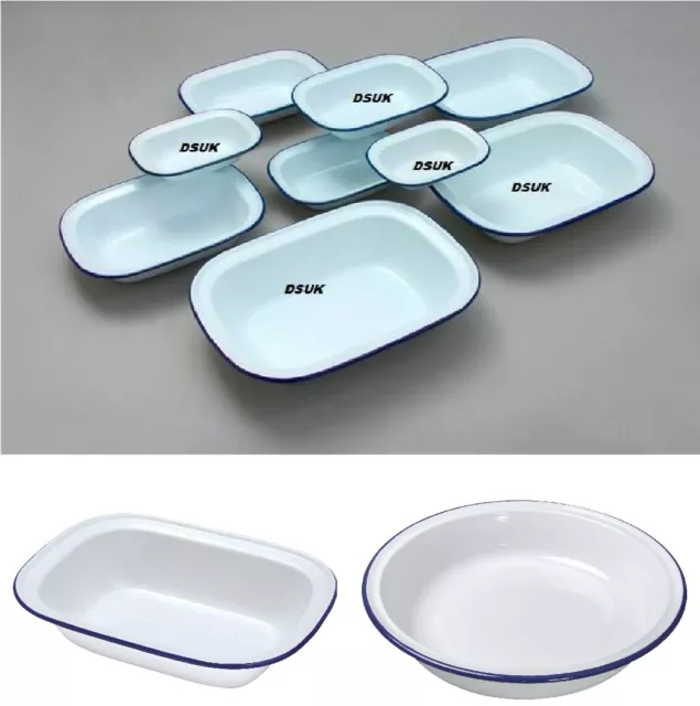 NEW WHITE PIE Dish Enamel Steak Pudding Ashet Bake Baking Oblong Oven Dish Tin. 6.95 PicClick UK