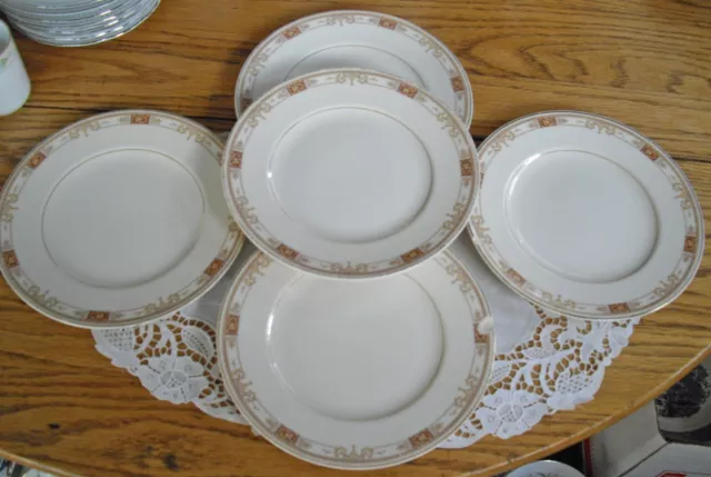 Vintage Syracuse China Old Ivory O.P.Co CALHOUN 8" Plates ~ Set of 5 ~