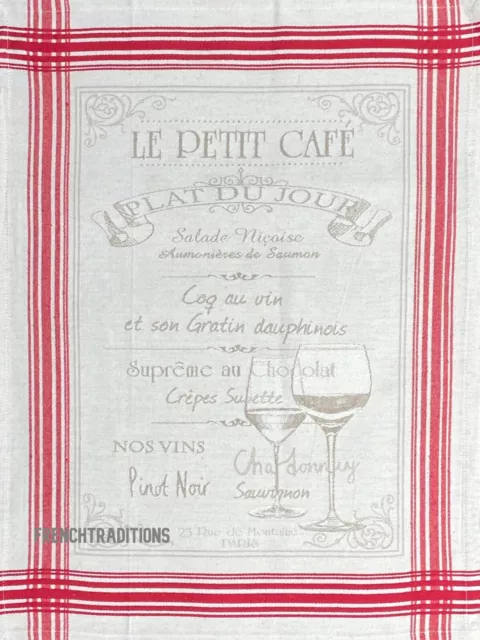 French Jacquard Kitchen Dish Towel Le Petit Cafe Made in France