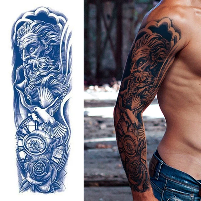4PCS Full Arm Sleeve Tattoo Stickers Semi-Permanent Tattoos for Adult(155x465mm)