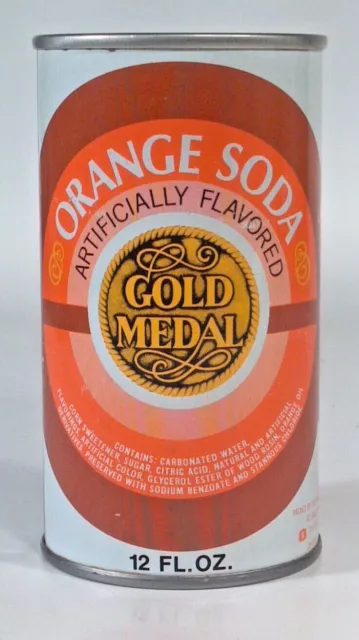 Vintage Gold Medal Orange Soda Pop Can Straight Steel Beatrice Foods Chicago