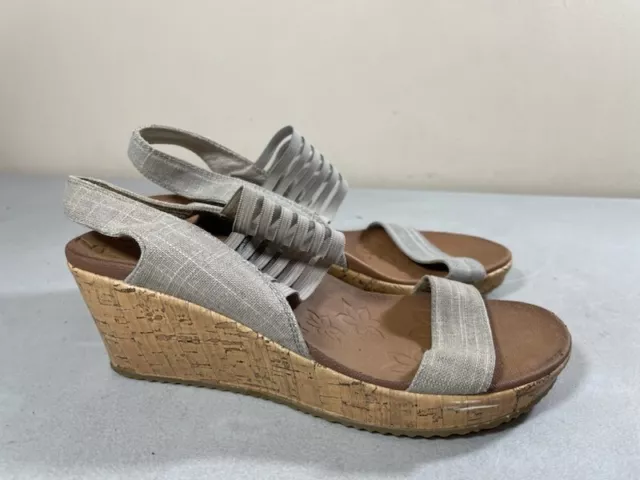 Skechers Women's Taupe Beverlee Smitten Kitten Wedge Sandals Size 7