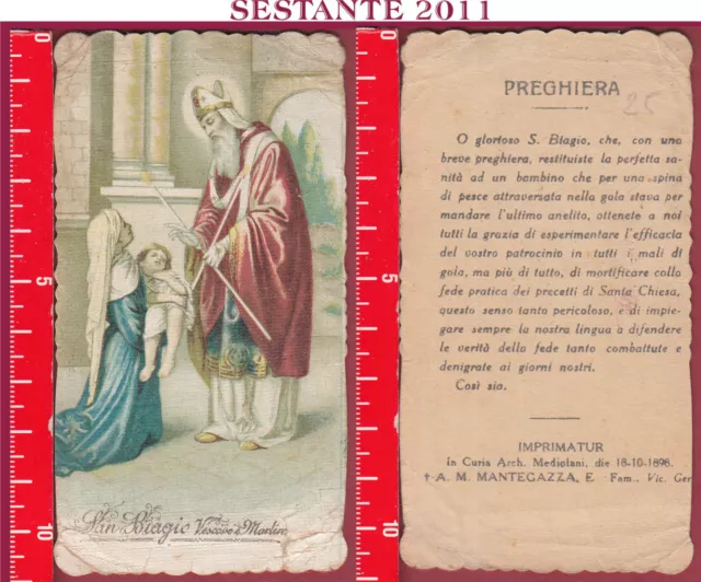 2655 Santino Holy Card San S. Biagio Vescovo E Martire Mediolani