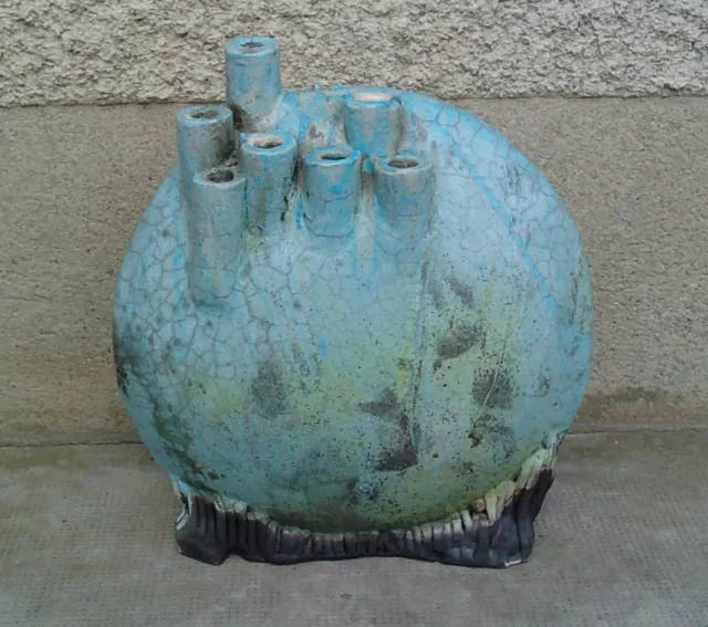 vase sculpture raku signé design contemporain organique ceramique sept orifices