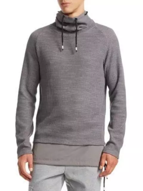 MADISON SUPPLY Men's  Mockneck Mixed Fabric Sweater In Quiet Shade size S $158 3