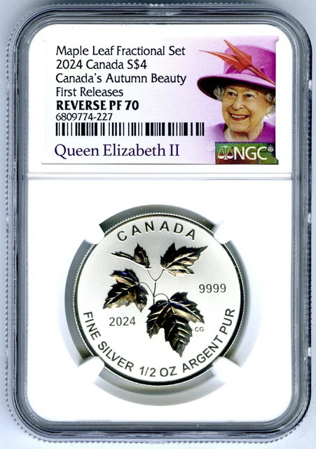 2024 Queen Elizabeth $4 1/2 Oz Canada Silver Ngc Pf70 Maple Leaf First Releases