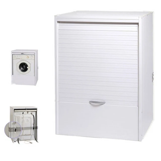 Mobile Copri Lavatrice In Resina Bianco 68,5x64,5x88cm | Impermeabile Per Interno Ed Esterno | Facile Montaggio Senza Viti - Foto 2