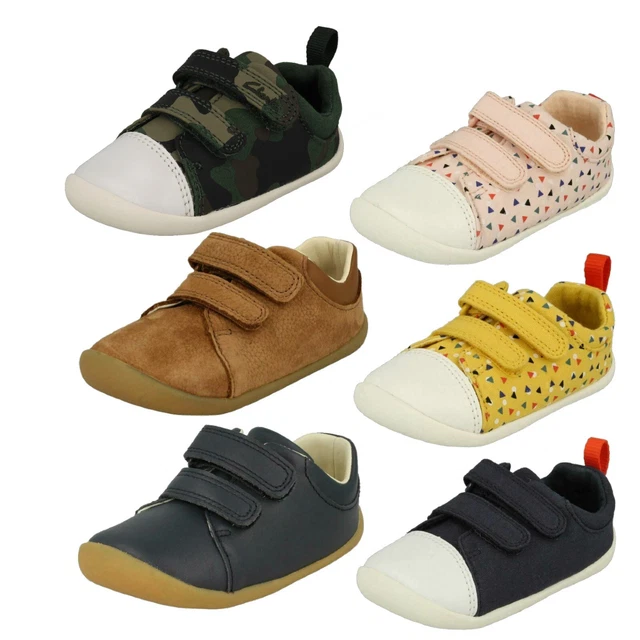 GIRLS BOYS CLARKS Roamer Craft Toddler Hook Loop Leather Walking
