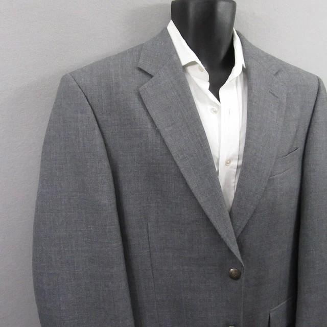 Meeting Street Mens Sport Coat  Size 42 R Gray Wool Blend Single Vent Blazer