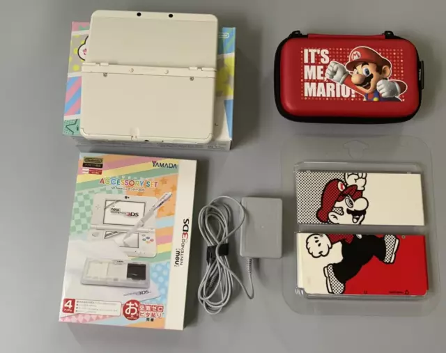 New Nintendo 3DS White Console Kisekae Plate cover Mario Docomo Rare Picasso