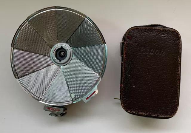 Vintage Ricoh Flash Unit BC-605 Fan Style - Leather Case - Made in Japan